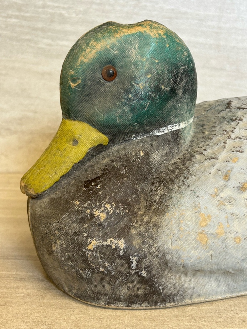 Vintage Paper Mache Mallard Duck Decoy 1940's 12" long.